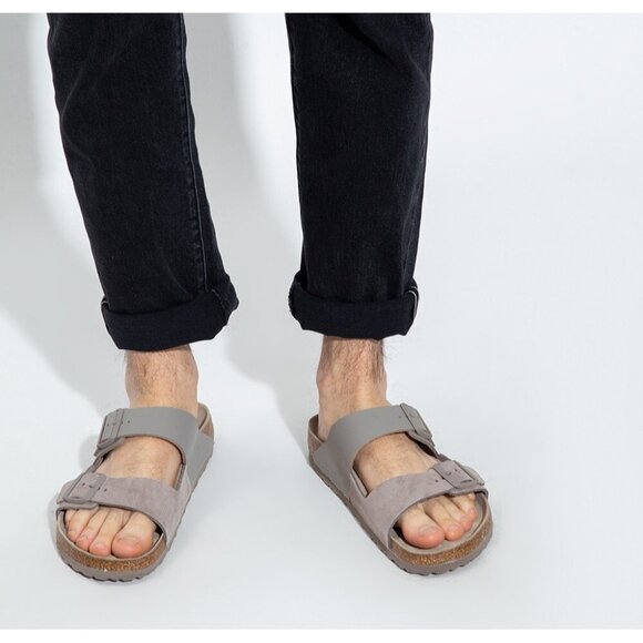 Birkenstock Arizona Split Sandals Gray / Taupe Nubuck Leather EU 37 - Picture 1 of 13